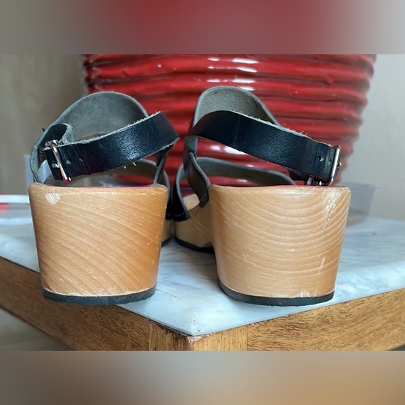 SWEDISH HASBEENS Helena Black Leather Strap Sandals Women’s EU 39 US 9 - Picture 8 of 11